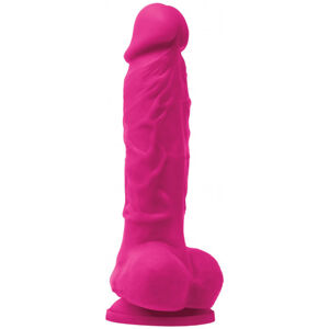 Realistický vibrátor s přísavkou a varlaty Real Touch (18 cm), růžový