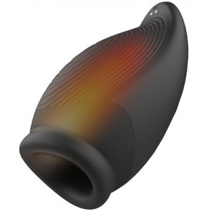 Ramrod Heating Squeezable Vibrating Stroker Black nahřívací stlačitelný masturbátor (15,5 cm)