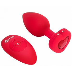 B-Vibe vibrační anální kolík Heart M/L s dálkovým ovladačem + dárek ToyCleaner 75 ml