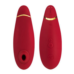 Womanizer Premium tlakový vibrátor, červený + dárek Toybag